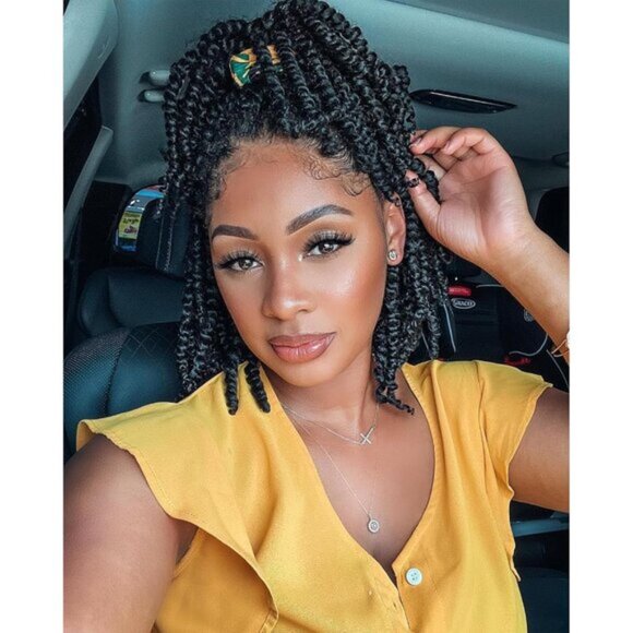 New Passion Twist Hair 10" Pre-Twisted Crochet Braids for Women, (8 Packs 1B)